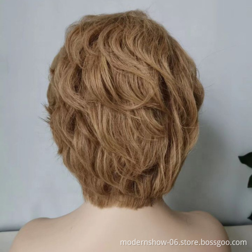 factory customized short pixie colored human hair wigs